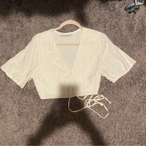 Linen Blend Wrap Around Top